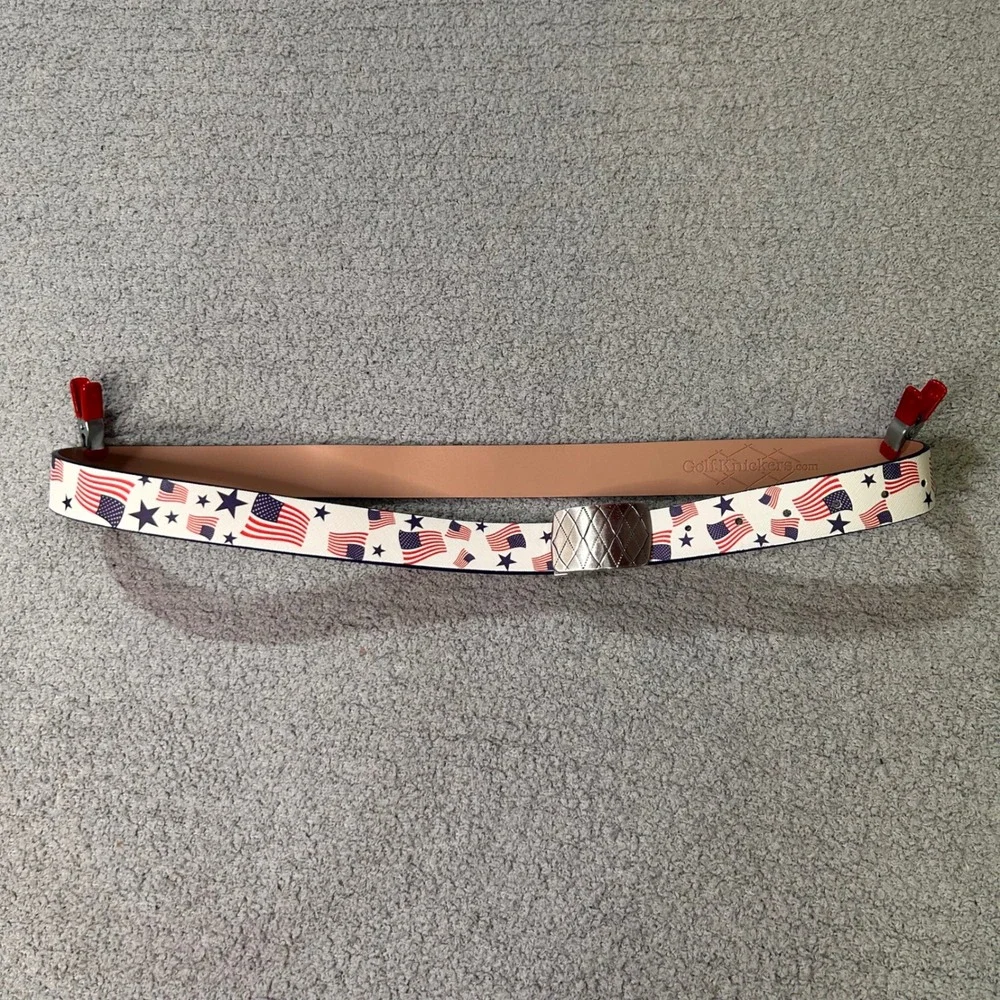 GolfKnickers‎ Golf Belt 4th Of July USA Flag OS White Patriotic Americana Preppy